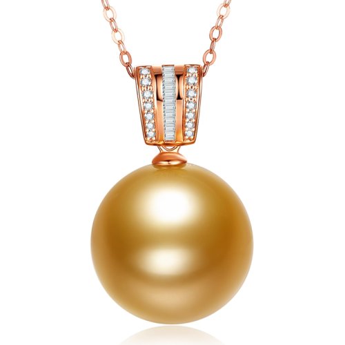 SANDYRILLA/仙蒂瑞拉 實惠款 大直徑15-16mm南洋海水金珍珠18K金鉆石吊墜