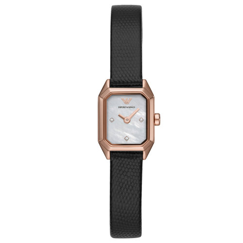 Emporio Armani/安普里奧阿瑪尼 休閑鑲鉆方表盤(pán)歐美表皮帶石英女士腕表 生日禮物送女友 AR11248