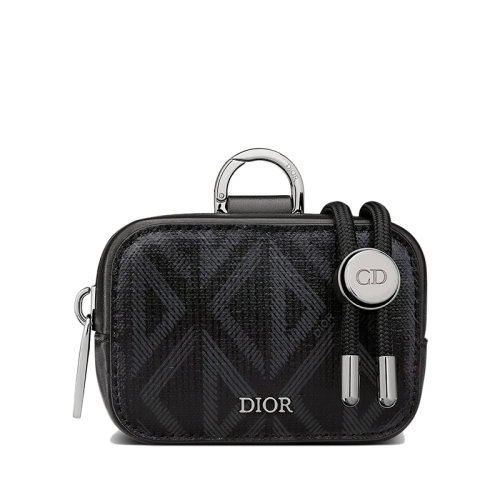DIOR/迪奧 22春夏新款D-TOUCH系列 男士NANO款黑色CD Diamond圖案帆布拉鏈開(kāi)合橫板手拿包2ESBC269CDP_H43E