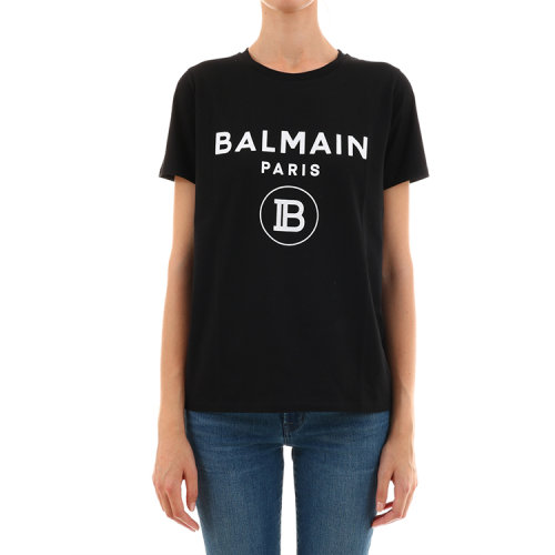 BALMAIN/巴爾曼  秋冬 圓領(lǐng) 女性 LOGO 寬松 女士短袖T恤 SF11361 I193 EAB