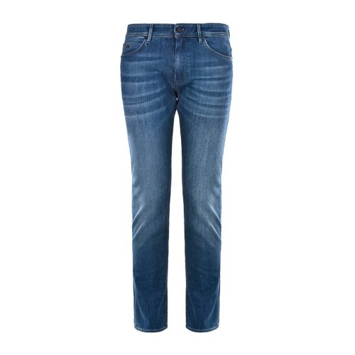 HUGO BOSS/雨果波士  男裝 服飾 深藍(lán)色棉質(zhì)混紡時(shí)尚舒適休閑長(zhǎng)褲男士牛仔褲