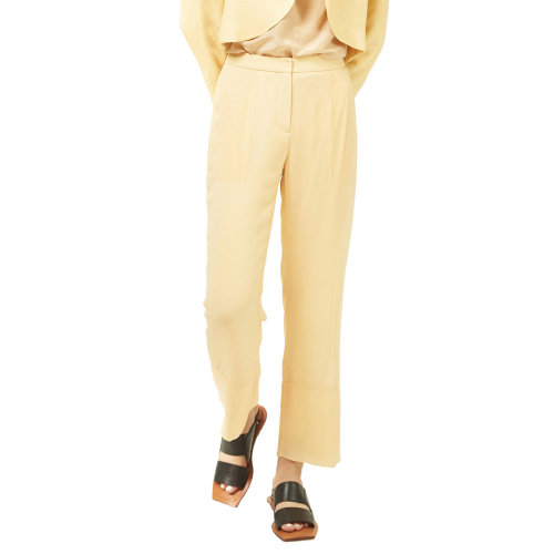 nisiss/怡夕杏色雙層直身長(zhǎng)褲女士休閑褲y164xp20