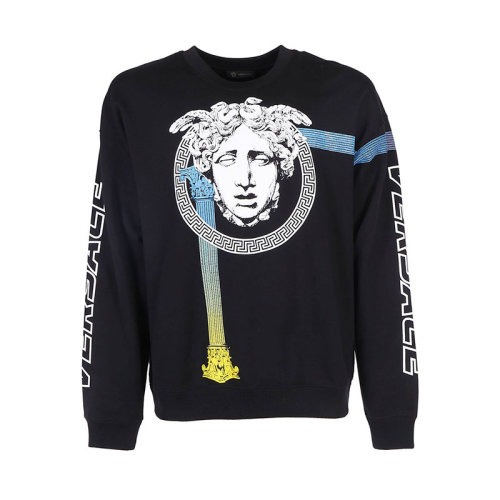 VERSACE/范思哲  男裝 時(shí)尚簡(jiǎn)約 男士黑色棉質(zhì)衛(wèi)衣 A81966A-6A22799-A97B