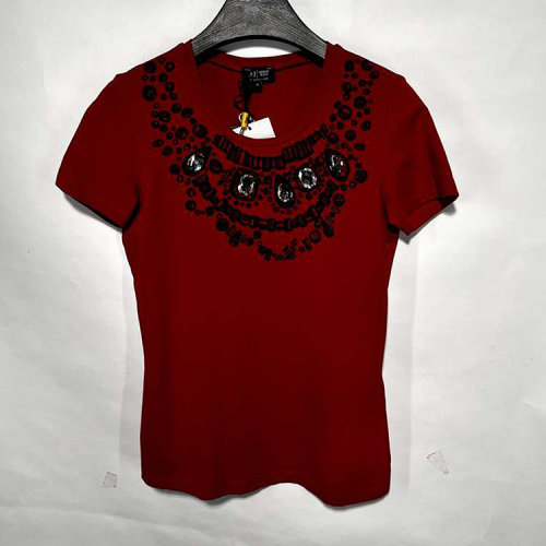 ARMANI JEANS/阿瑪尼牛仔 紅色女士短袖T恤