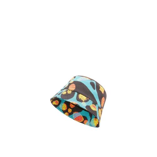  LOEWE羅意威 22年秋冬 女士 帽子 Shell bucket hat in canvas and calfskin K820HB1X24-1100