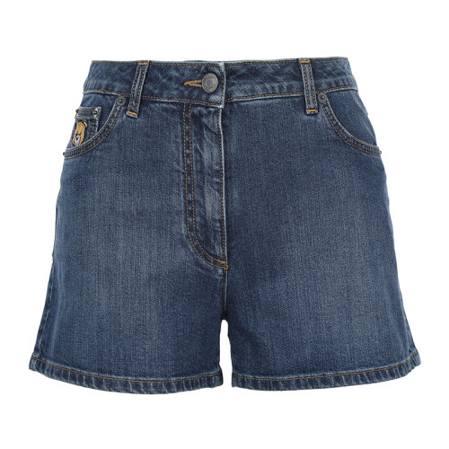 MOSCHINO/莫斯奇諾22春夏刺繡小熊徽標(biāo)女士牛仔褲短褲V031805221