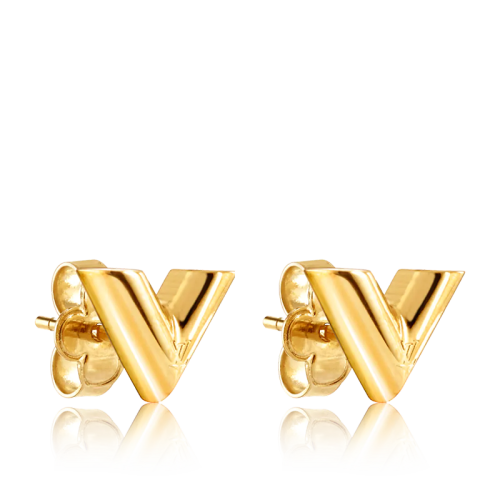 Louis Vuitton/路易威登 22春夏新款ESSENTIAL V系列 金色黃銅金屬V字造型鏤刻徽標(biāo)耳釘M68153