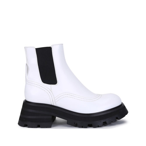 Alexander McQueen/亞歷山大麥昆 女士牛皮革/織物Wander靴子短靴切爾西靴 666368 WHZ84