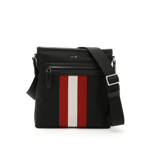 BALLY/巴利 男士 時(shí)尚百搭 男包 黑色條紋皮質(zhì)單肩包斜挎包 6220467 HJH0022B
