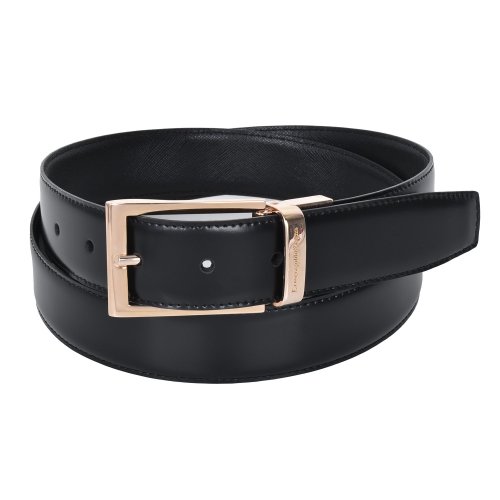 Z ZEGNA/杰尼亞 男士黑色皮革金屬針扣皮帶腰帶 BCORE3-903C-NER