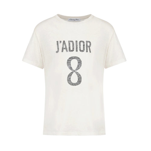 DIOR/迪奧 22年早春新款 女士白色棉麻針織面料J'ADIOR 8印花短袖T恤213T03TC001_X0200