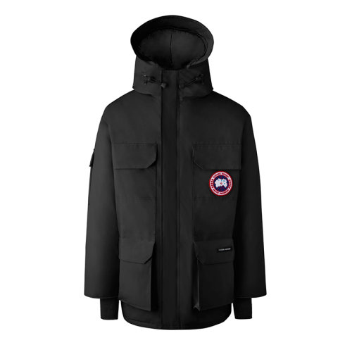 CANADA GOOSE/加拿大鵝   EXPEDITION系列 男士黑色連帽毛邊防風(fēng)派克大衣4660M-NOIR