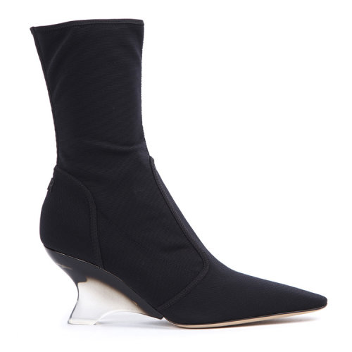 DIOR/迪奧  女鞋 時尚百搭 高跟 尖頭 女士黑色絨面短靴 KCI499MRL  HKY0640