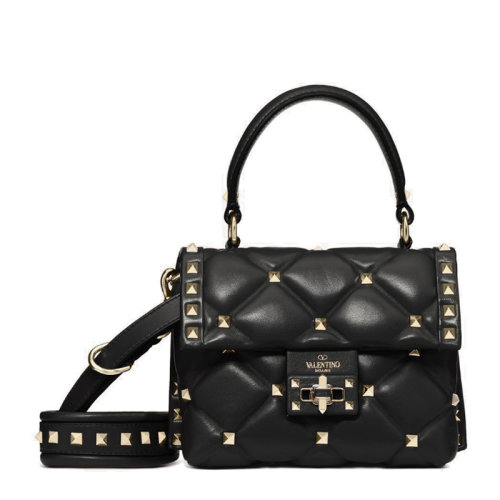 Valentino/華倫天奴   女士羊皮鉚釘裝飾手提包單肩斜挎包
