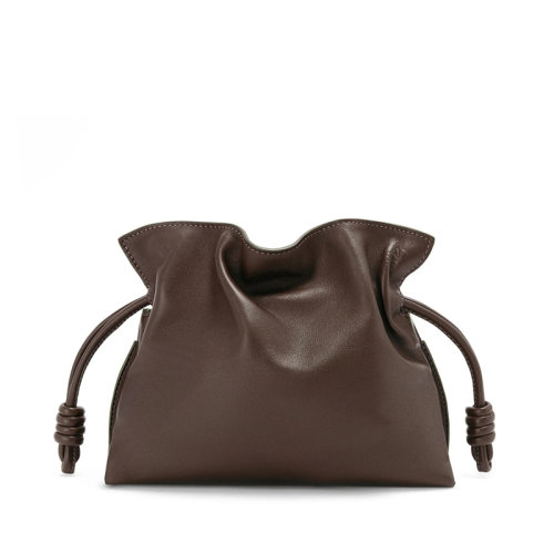 LOEWE/羅意威 22新款Flamenco系列 女士迷你款巧克力色納帕小牛皮單肩斜挎手拿包A411FC2X37-3606