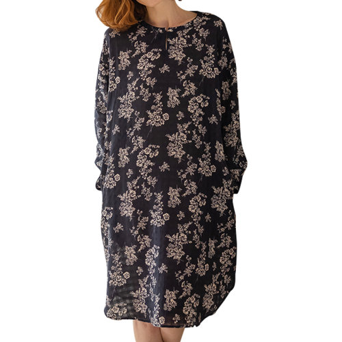 GeleiStory/GeleiStory 回歸生活取悅自己休閑居家系列天絲亞麻混紡長(zhǎng)裙女裝＞女士睡衣/家居服＞女睡衣/家居服