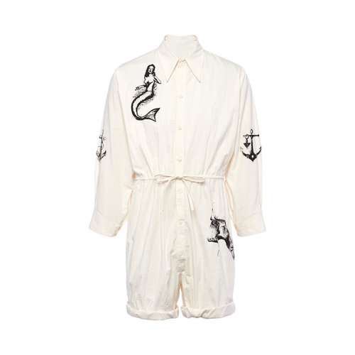 PRADA/普拉達 22年早春新款 男士象牙色印花棉質連體短褲SC567_10HO_F0304_S_221