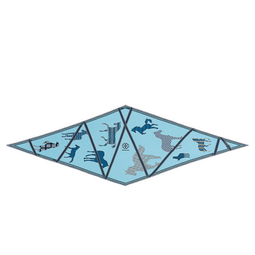 HERMES/愛馬仕 男士天空/中藍/灰色羊絨真絲Clan Equestre圍巾H432513T13