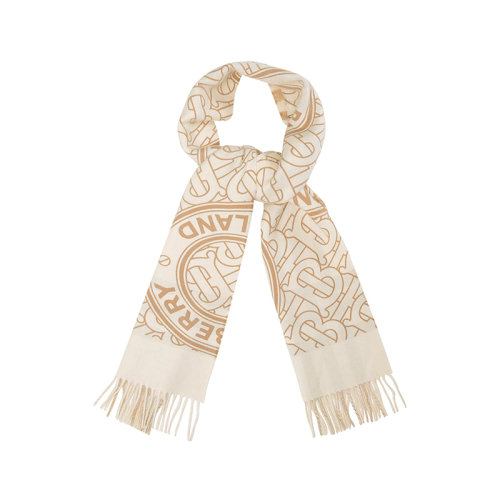 BURBERRY/博柏利 【22秋冬新款】 男女通用款山羊絨雙面兩用圍巾格紋拼色專屬標識 80454511