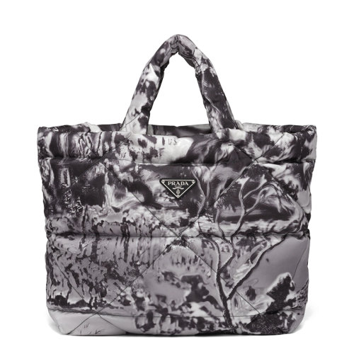 PRADA/普拉達(dá)      男士云灰色印花絎縫圖案尼龍手提包2VG082_2DXT_F0424_V_OLO