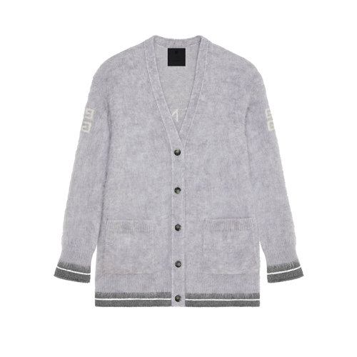 Givenchy/紀(jì)梵希 22年秋冬新款 女士淺灰色馬海毛混紡V領(lǐng)針織開衫毛衣BW90K04ZEW-050