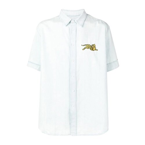  KENZO/高田賢三 男士藍(lán)色棉質(zhì)短袖襯衫 F955CH614 2FK 63 PLFSX