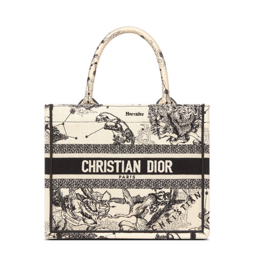 DIOR/迪奧 22春夏新款BOOK系列 女士小號奶白色織物星座茹伊印花刺繡單肩手提托特包M1265ZRHZ_M941