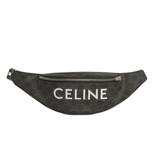 CELINE/賽琳 經(jīng)典款 男士黑色印花凱旋門帆布小牛皮格紋肩帶斜跨腰包195972DDE.38SI