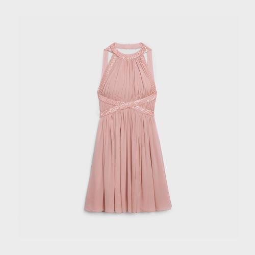  CELINE賽琳思琳 22年秋冬 女士 連衣裙 桑蠶絲喬其紗晚禮裙 2R96C856C.24RS