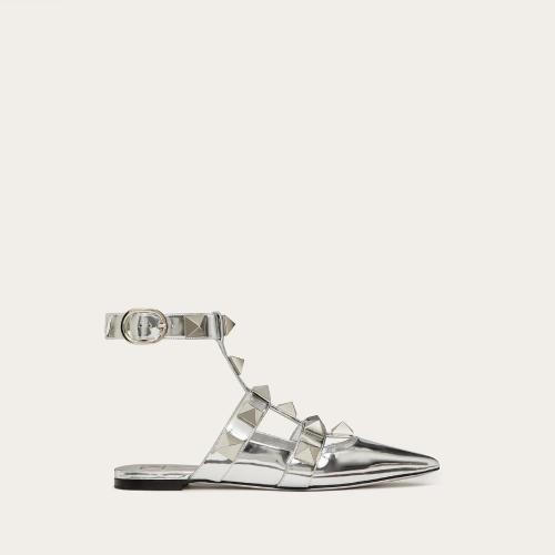  VALENTINO華倫天奴 22年秋冬 女士 平底涼鞋 BALLERINES ROMAN STUD EN CUIR DE VEAU EFFET MI