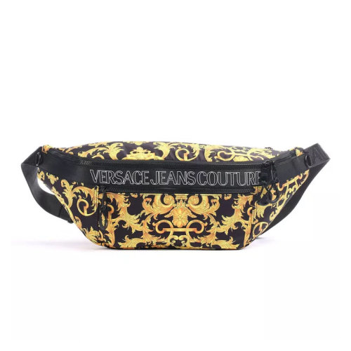 VERSACE JEANS/范思哲牛仔  男包女包黑色尼龍時尚百搭巴洛克花紋拉鏈胸包腰包  EE1YWABA7-E71896-EM27
