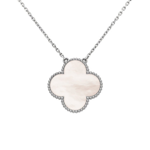 Van Cleef & Arpels/梵克雅寶 經(jīng)典款MagicAlhambra?系列 18K金白金鑲嵌白珍珠貝母銀鏈四葉草項(xiàng)鏈 VCARN32200