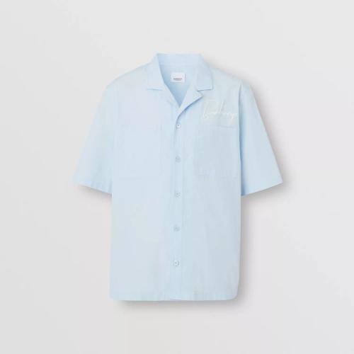  BURBERRY 22年秋冬 男士 刺繡徽標棉質短袖襯衫 80574771