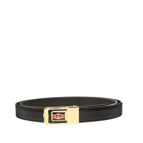 GUCCI/古馳 古琦腰帶 雙G 女士黑色皮質(zhì)商務(wù)休閑腰帶 598106-DT9AG-1054黑色 80