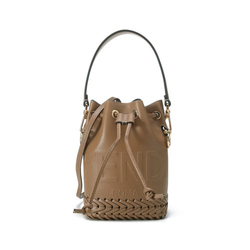 FENDI/芬迪【22春夏新款】女士MONTRESOR系列牛皮手提單肩斜挎包抽繩包水桶包迷你款 8BS010 AGV0