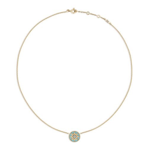 DIOR/迪奧  明星同款ROSE DES VENTS 八芒星鑲嵌鉆石綠松石黃金項鏈 JRDV95006_0000