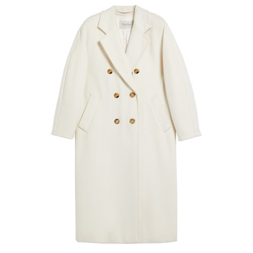 MaxMara/麥絲瑪拉 22年秋冬新款 MADAME系列 女士白色高級定制明線飾面初剪羊毛大衣1018012906021