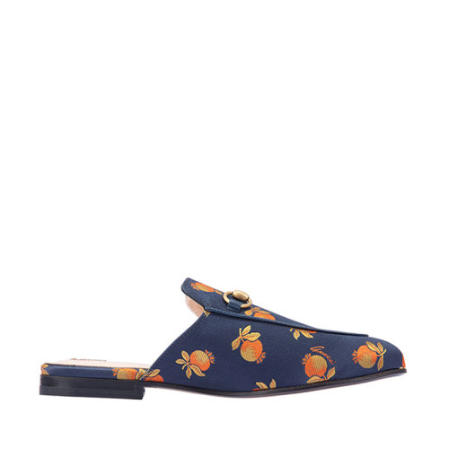 GUCCI/古馳  古琦女鞋 女士藍(lán)色帆布馬銜扣裝飾拖鞋 475094 2ES20 4271