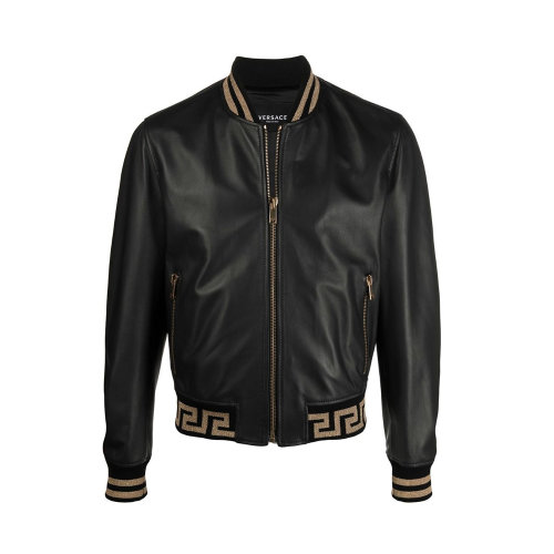 VERSACE/范思哲 男士黑色羔羊皮飛行員夾克 A818901-L001762-B150