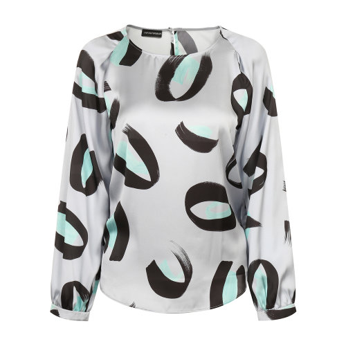 Emporio Armani/安普里奧阿瑪尼 乳白石色 女士絲感燈籠袖上衣 4NK12T-4M501-016