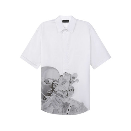 Emporio Armani/安普里奧阿瑪尼 【22年新款】 男士賽車膠囊系列棉質(zhì)寬松版中長款短袖襯衫 I1CC3I I128C