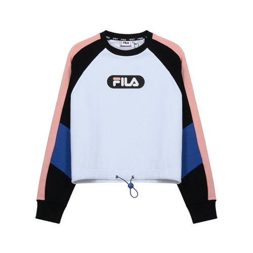 FILA/斐樂 女士棉/聚酯纖維短款圓領長袖衛(wèi)衣運動衫 687942