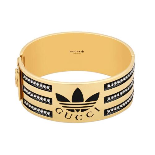  GUCCI古馳 22年秋冬 女士 adidas x Gucci聯(lián)名系列琺瑯和水晶手鐲 702912 I6656 0425
