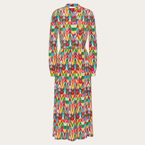  VALENTINO華倫天奴 22年秋冬 女士 連衣裙 ROBE IMPRIMéE EN CREPE DE CHINE XB3VAYE16VWM12