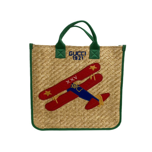 Gucci古馳  限量兒童草編飛機(jī)托特包