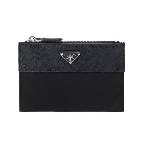 PRADA/普拉達(dá) 男士Re-Nylon再生尼龍/皮革零錢包 2MB031 2DMH