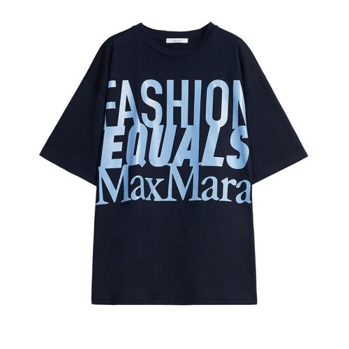 MaxMara/麥絲瑪拉 22年秋冬新款 CARLO系列 女士海軍藍色棉質(zhì)印花中袖T恤1946062906013