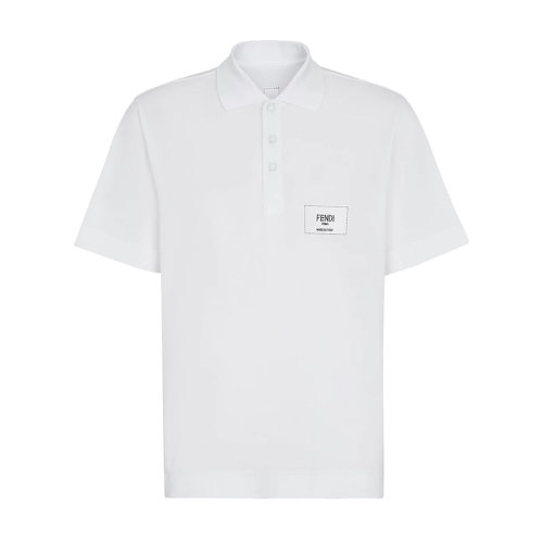 FENDI/芬迪 22年早春新款 男士白色純棉Logo提花刺繡短袖POLO衫FY1131A9RPF0WA0