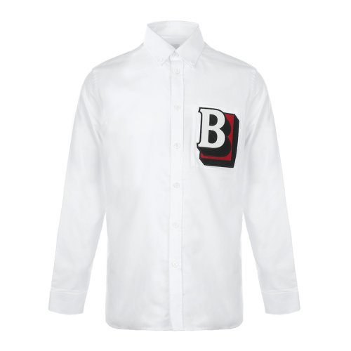 BURBERRY/博柏利22春夏字母圖案領(lǐng)尖扣衣領(lǐng)男士長袖襯衫 8050134