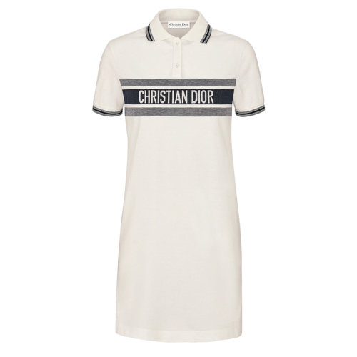 DIOR/迪奧 Dioriviera系列 女士白色和海軍藍色棉質針織POLO連衣裙143R20A4047_X0200
